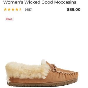 NWOT- LL Bean Wicked Good sheepskin suede moccasins